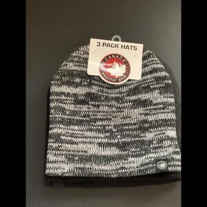 Canada Weather Gear Men’s 3 Pack Beanies Hats NEW Black Gray NEW